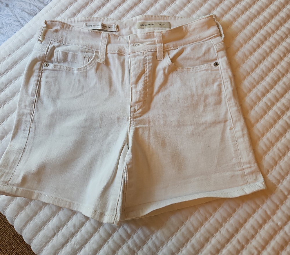 Anthropologie Cream Jean Shorts Raw Hem